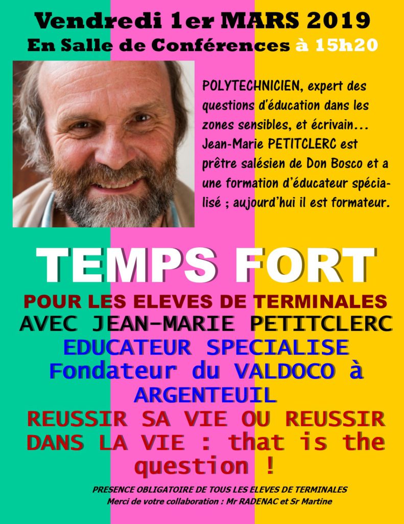 Temps fort Terminales 01-03-2019 Jn M. Petitclerc