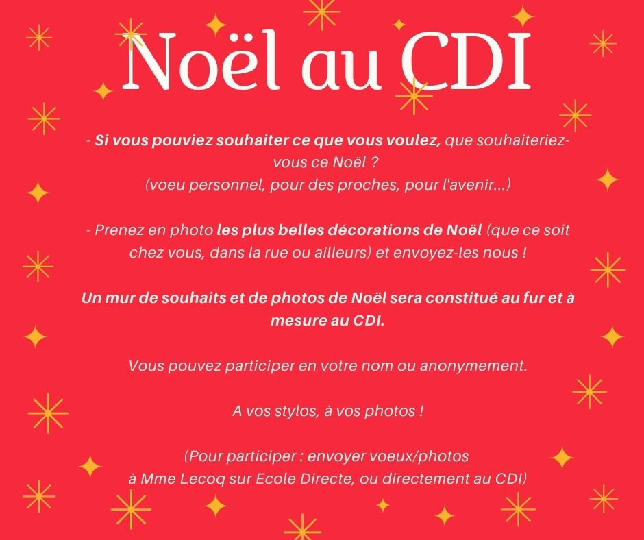Noël au CDI – à vos participations !