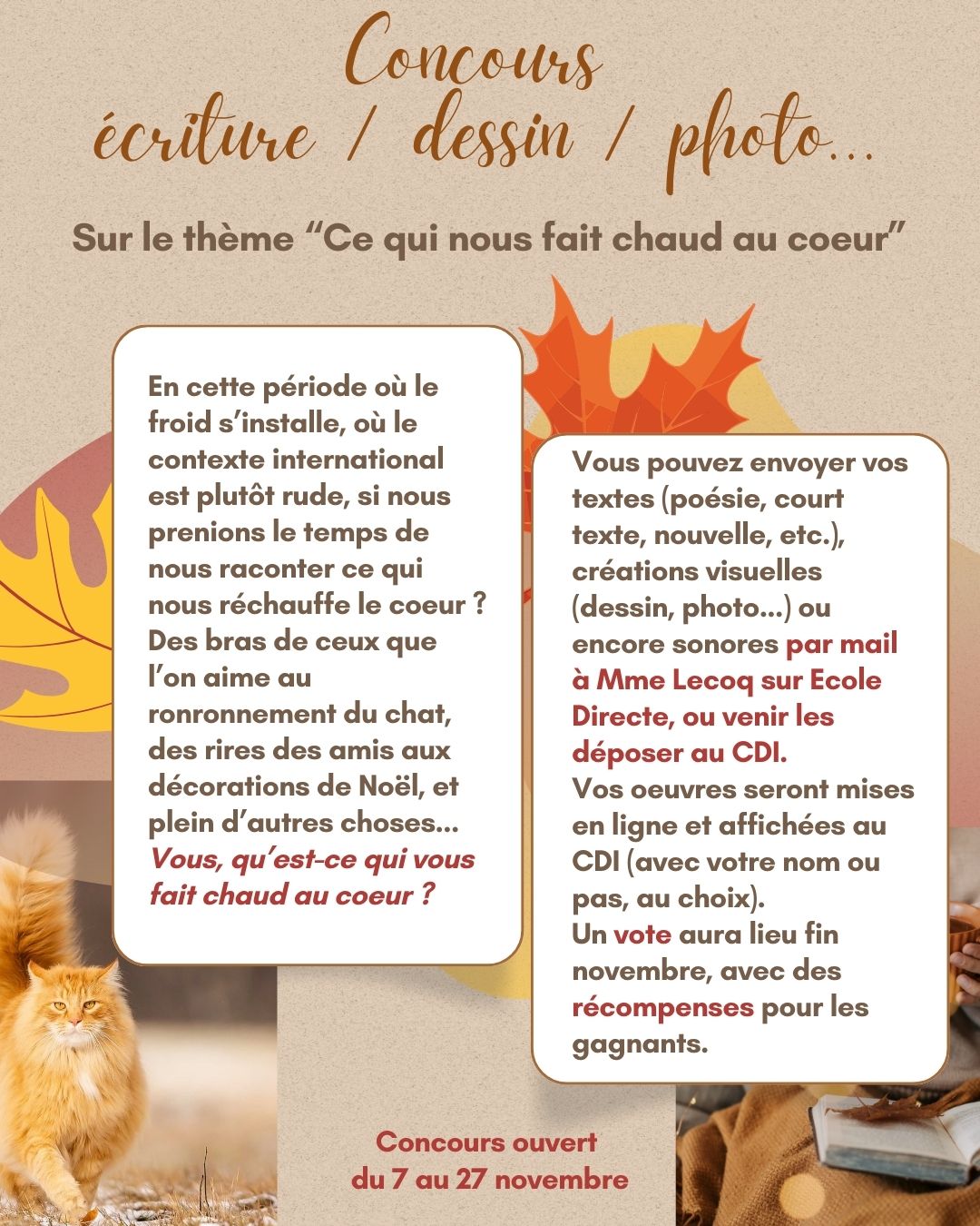 Concours écriture/dessin/photo… « Ce qui nous fait chaud au coeur »  – les résultats